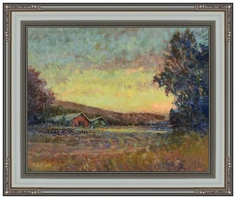 Robert Eberle Barn Landscape Oil Painting on Canvas Signed Original Framed Artwork