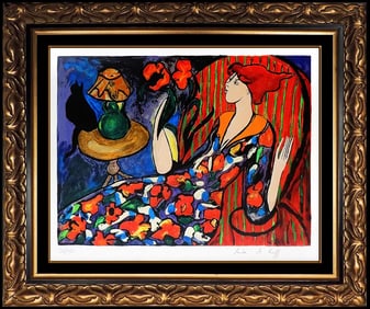 Linda Le Kinff Carmen Color Serigraph Embossed Hand Signed Modern Portrait Art