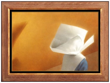 Robert Vickrey Nun Portrait Tempera Painting on Board Signed Original Framed Art