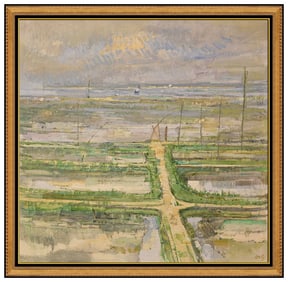 Sir Roger De Grey French Landscape Oil Painting on Canvas Signed Large Artwork