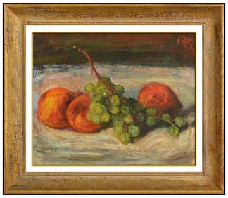 Robert Philipp Still Life Food Oil Painting on Canvas Signed Original Framed Art