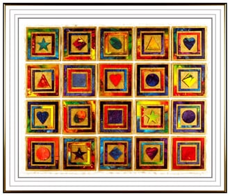 Toby Klein Collage Acrylic Painting Hand Signed Modern Original Framed Artwork