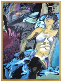 Darryl Leo Hughto Female Abstract Acrylic Painting on Canvas Signed Large Framed