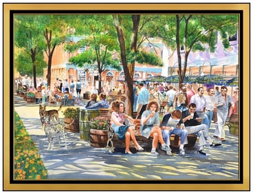 Joseph Frederic Cityscape Watercolor Painting on Board Signed Original Artwork