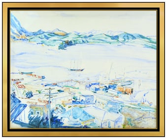 Max Pollak California Landscape Oil Painting on Board Signed Original Framed Art