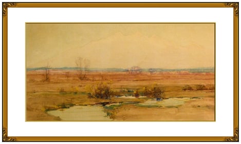 Charles Partridge Adams Desert Landscape Painting Gouache Watercolor Signed Artwork