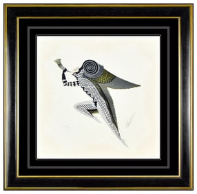 Erte Zephyr Embossed Color Serigraph Signed Art Deco Costume Design by Tirtoff