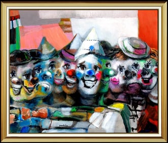 Jose Montanes Carnival Portrait Oil Painting on Canvas Signed Original Artwork