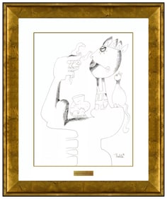 Alexandra Nechita Monster Figurative Ink Drawing Signed Picasso Style Original Art