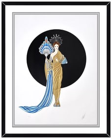 Erte Athena Embossed Color Serigraph Signed Art Deco Costume Design Framed Artwork