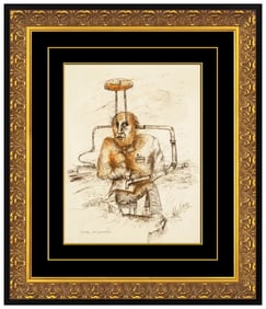Zamy Steynovitz Portrait Ink Drawing Signed Modern Framed Figurative Original Art