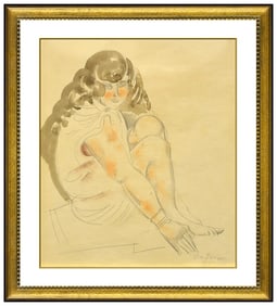 William Sommer Female Figurative Portrait Watercolor Painting Signed Original Art