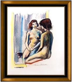 Aaron Bohrod Nude Female Portrait Watercolor Painting Signed Framed Original Art