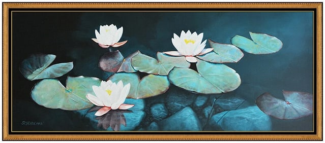 Carl Schlademan Floral Landscape Oil Painting on Canvas Signed Original Artwork