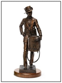 William J Koelpin Civil War Drummer Bronze Sculpture Signed Figurative Historical Art
