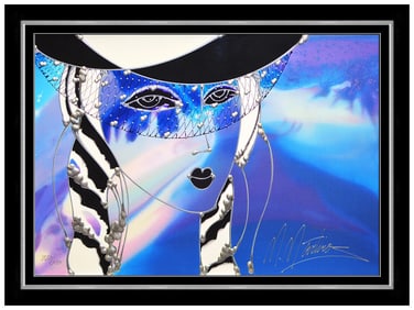 Martiros Manoukian Hand Embellished Serigraph Female Portrait Signed Framed Art