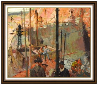 Herbert Morton Stoops Oil Painting on Board Signed Framed Large Original Artwork