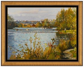 Gerard Passet France Landscape Oil Painting on Canvas Signed Framed Original Art