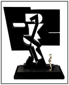 Ernest Trova Falling Man Gox Bronze Sculpture Hand Signed Full Round Modern Artwork
