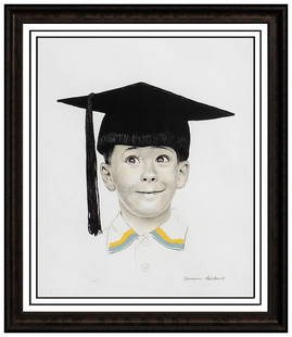 Norman Rockwell Big Day Lithograph Saturday Evening Post Hand Signed Illustration: This lot includes:Gallery COA & free domestic shipping (*insurance and international shipping for an additional charge)Artist: Norman RockwellTitle: The Big DayMedium: LithographSize: 26" x 20"Framed: