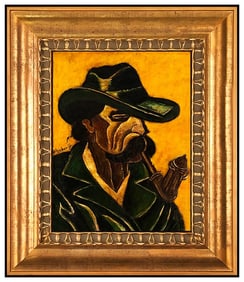 Hugo Scheiber Portrait Oil Painting on Board Signed Original Framed Modern Artwork