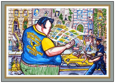 Red Grooms Sunday Funnies Color Lithograph Hand Signed Large Framed Pop Artwork