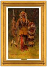 Charles Winfield Miller Native American Oil Painting on Canvas Signed Original Art