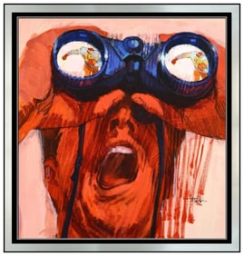 Robert Bob Peak 7 Up Advertising Acrylic Painting on Board Signed Commercial Art