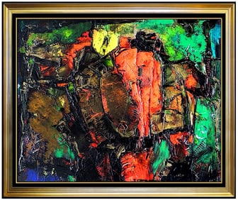 Pierre Patry Abstract Cosmic Oil Painting on Canvas Signed Modern Framed Artwork