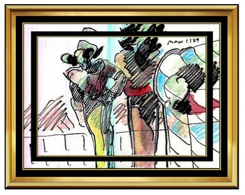 Peter Max Pop Art Profiles Painting Watercolor Signed All Original Rare Artwork