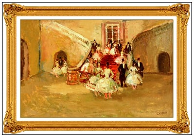 Jean Louis Marcel Cosson Dance Scene Oil Painting on Board Signed French Figurative Art