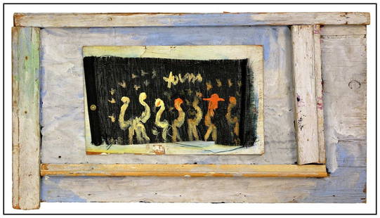 Purvis Young Modern Abstract Oil Painting on Board Signed Large Original Artwork: This lot includes:Gallery COA & free domestic shipping (*insurance and international shipping for an additional charge)Artist: Purvis YoungTitle: Dancing Under the Stars Medium: Oil Painting On Board