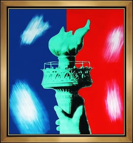 Steve Kaufman Liberty Torch Oil Painting on Canvas Signed Original Pop Art USA