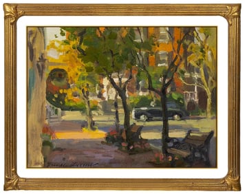 Kevin Macpherson Cityscape Oil Painting on Board Signed Original Framed Artwork
