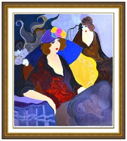 Itzchak Tarkay Female Portrait Embossed Serigraph Signed Large Original Framed Artwork