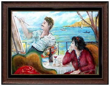 Robert Philipp Rare Signed Female Portrait Painting Framed Art