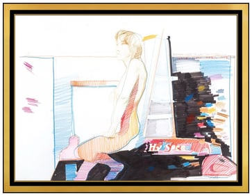 Jerry Ott Signed Large Oil Nude Female Portrait Canvas Framed