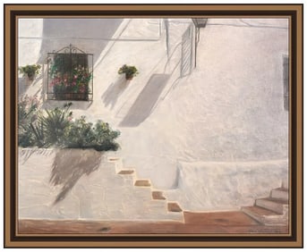 Piet Bekaert Signed Oil Architecture Painting Canvas Framed Art
