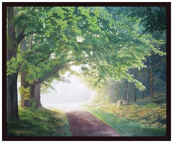 Michele Harvey Signed Large Oil Landscape Painting on Canvas Framed Art