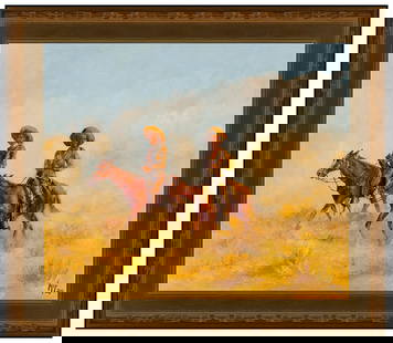 Buck McCain Signed Horse Western Oil Painting on Board Framed Art: This lot includes:Gallery COA & free domestic shipping (*insurance and international shipping for an additional charge)Artist: Buck McCainTitle: South of the Rio Grande Medium: oil painting on boardSi