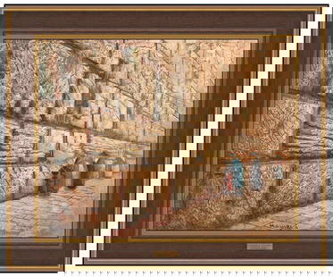 Joseph Manobla Signed Hand-Painted Stone Relief Wailing Wall Sculpture: This lot includes:Gallery COA & free domestic shipping (*insurance and international shipping for an additional charge)Artist: Joseph ManoblaTitle: The Wailing WallMedium: Hand Painted Stone Relief Sc