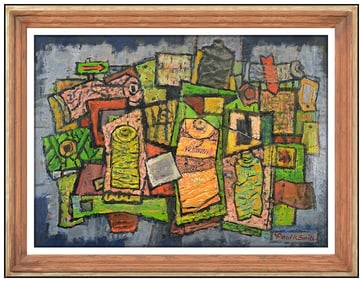 Paul Kauvar Smith Signed Still Life Oil Painting on Board Framed Art