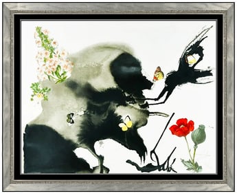 Salvador Dali Signed Autumn Color Lithograph Surreal Framed Art