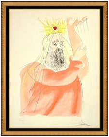 Salvador Dali Signed King David Color Etching Portrait Framed Art