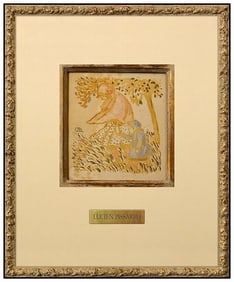 Lucien Pissarro Signed Woodcut Etching Landscape Framed Art