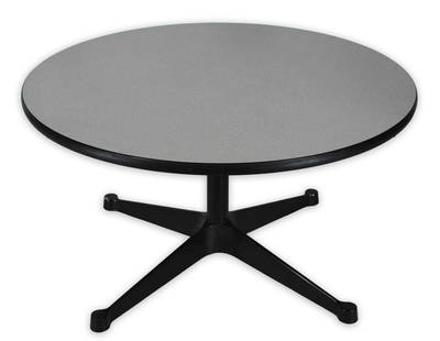 Charles Eames Herman Miller Vintage Aluminum Group Coffee Table Gray: Charles Eames for Herman Miller Aluminum Group Coffee Table on black base with gray top. Dimensions are approx: 30" diameter and 15.5" tall. Herman Miller label on bottom