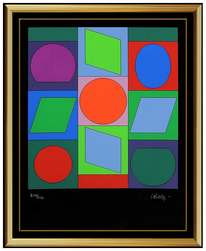 Victor Vasarely Signed Microcosmos Cubes Color Silkscreen Op Art (1 of 5)