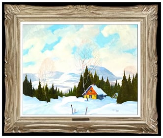 Graham Norwell Signed Oil Winter Landscape Painting on Canvas Board