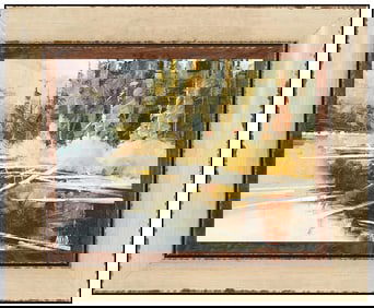 David B. Mayer Signed Oil Water Landscape Painting on Board Framed