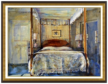 Shirl Goedike Signed Large Watercolor Interior Painting Framed Art